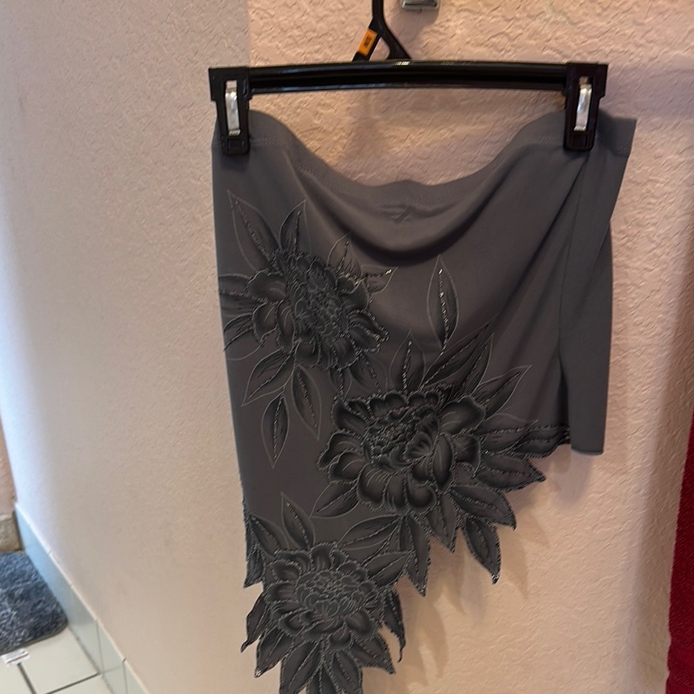 Gray Floral Asymmetrical Shirt